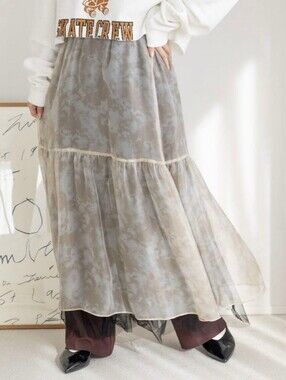 NWT Lowrys Farm Sheer Maxi Skirt Size S Layered Tie Dye
